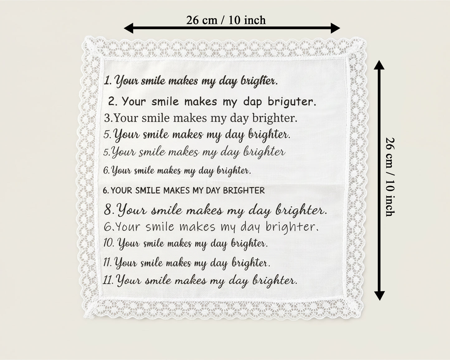 Traditional white hemstitch napkin featuring a bold modern block-style monogram in high-quality green thread