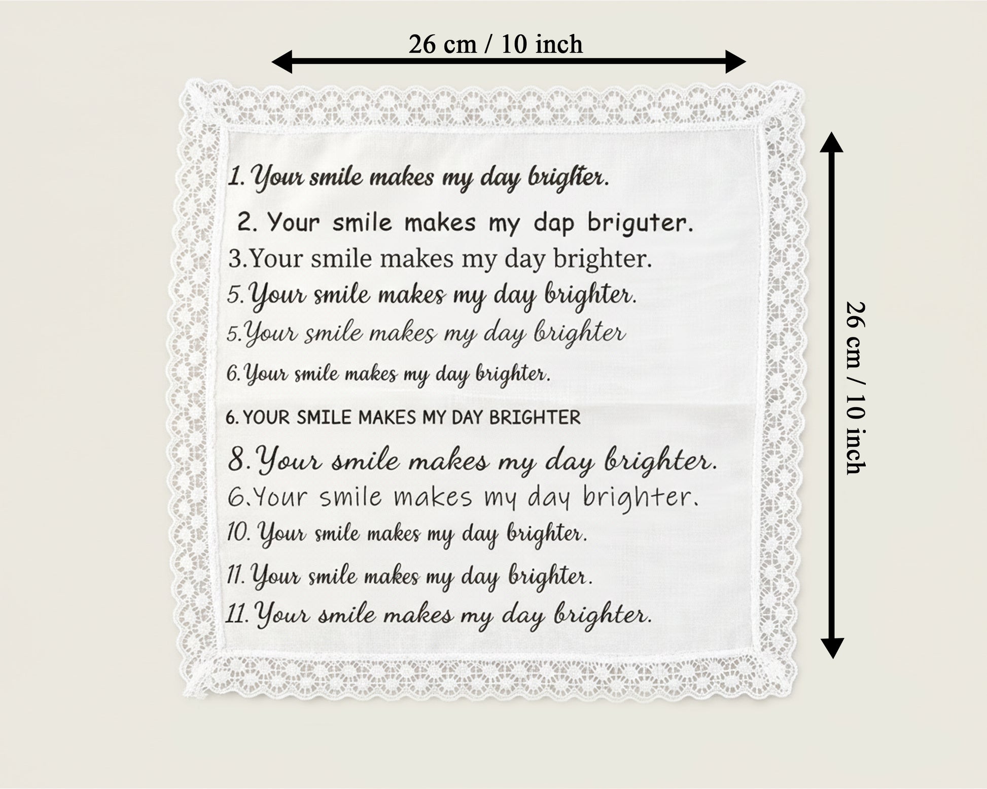 Traditional white hemstitch napkin featuring a bold modern block-style monogram in high-quality green thread