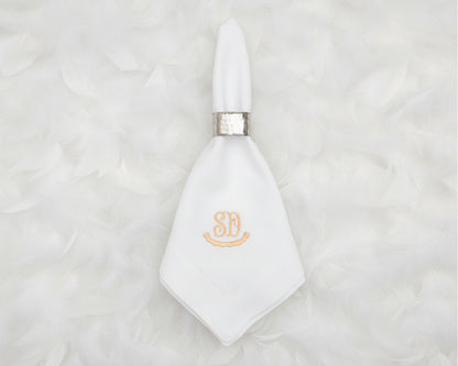Personalized cotton napkin with gold embroidered SD monogram for elegant table setting