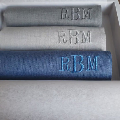 Personalized Groomsmen Wedding Linene Handkerchief for Men 