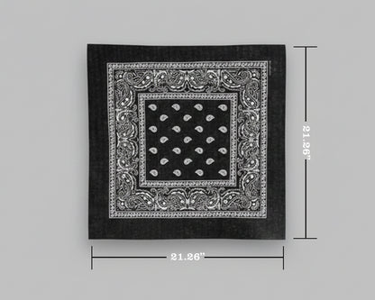 Three folded paisley handkerchiefs in tan, brown, and olive green featuring custom phrases like "Treat Lover" and "King Louie."