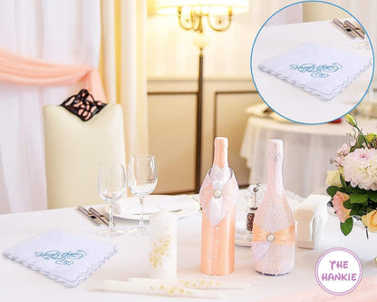 HAPPY TEARS Embroidered Square Scalloped Edge Handkerchief