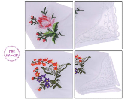 Personalized Cotton Handkerchief with Flower Design USA