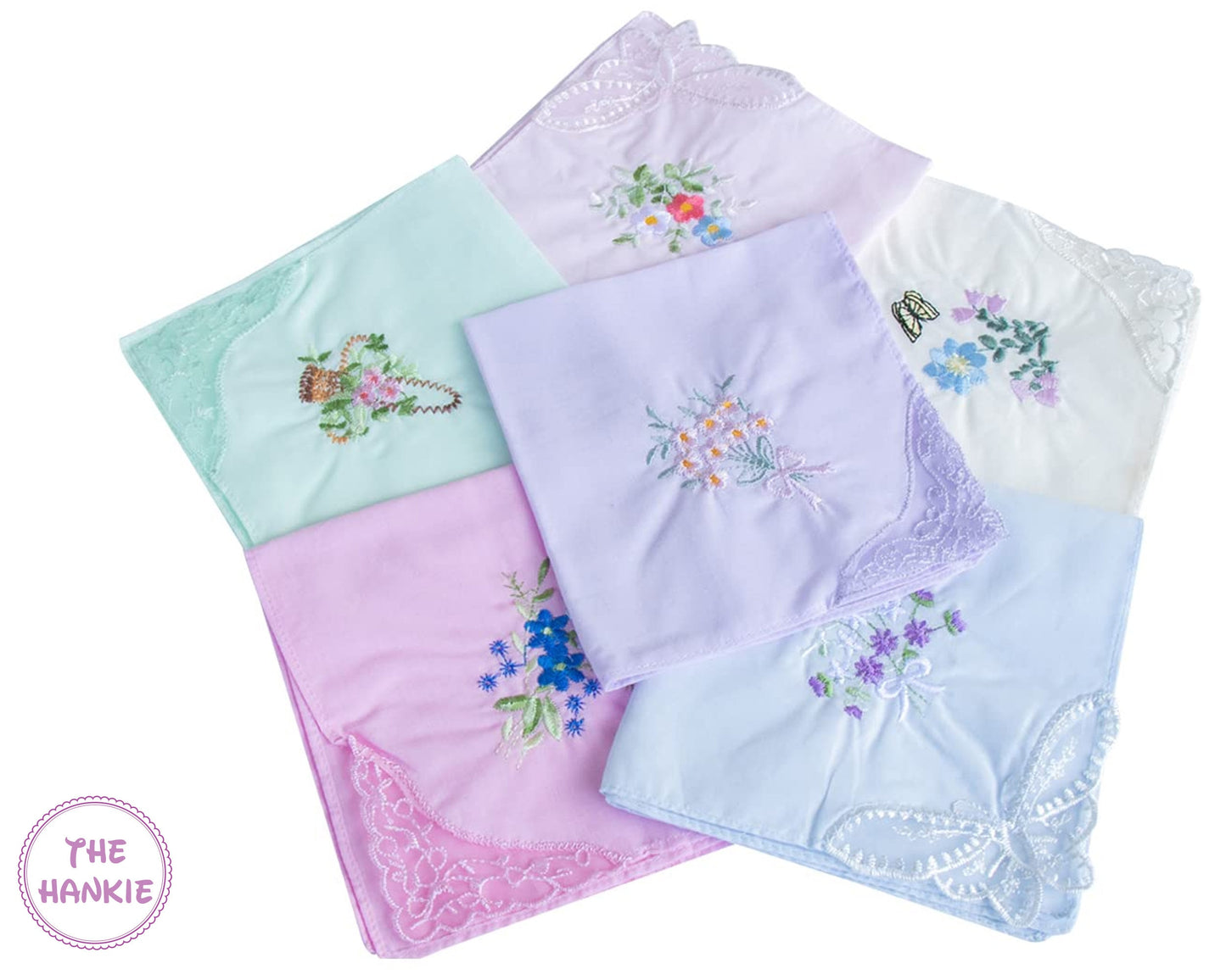 Floral Embroidery Hankies USA