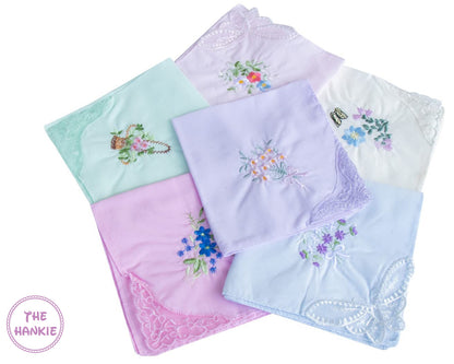 Floral Embroidery Hankies USA