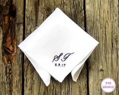 Wedding Handkerchief for Bride Something Blue For your happy tears Monogrammed