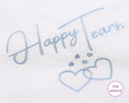 Custom Wedding Flower Handkerchief 'For Happy Tears' - Personalized Bridal Hankie - Choose Thread Color - Emotional Day Keepsake