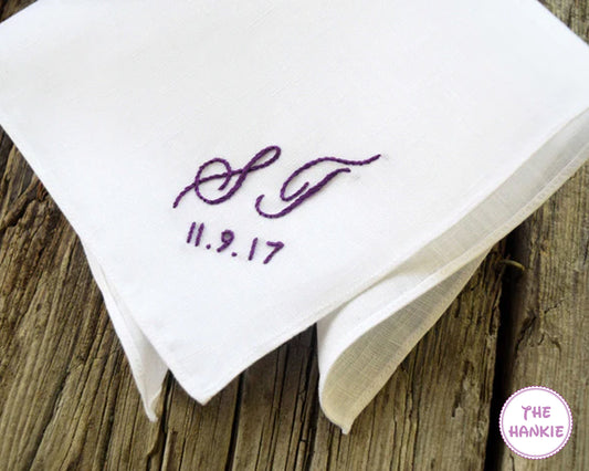 Monogrammed Something Blue Bride Handkerchief-Pure Irish Linen