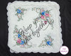 Personalized Bridal Handkerchief, Choose Thread Color, Wedding Gift