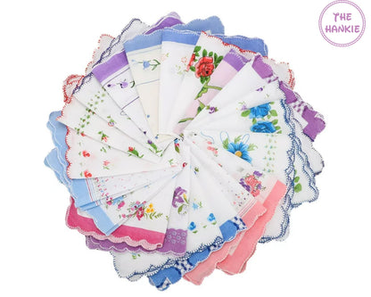 Bridal Floral Handkerchief - Set of 12