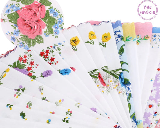 Bridal Floral Handkerchief - Set of 12