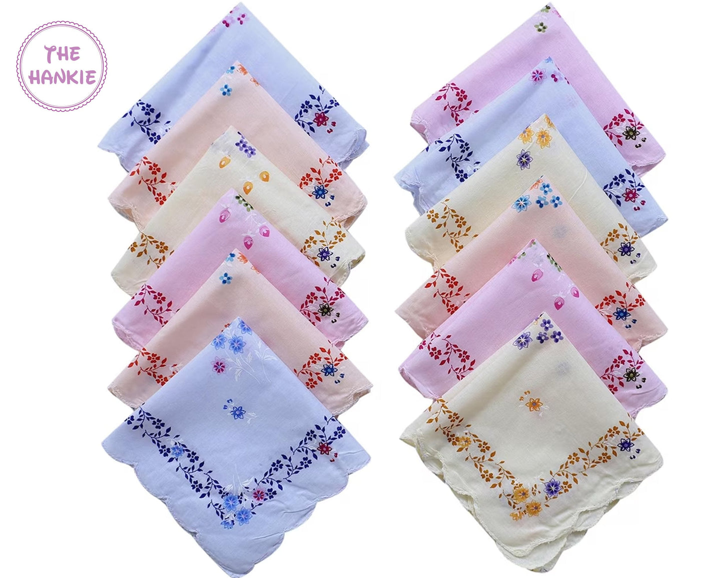 Ladies Handkerchief Floral Design - Set Of 6