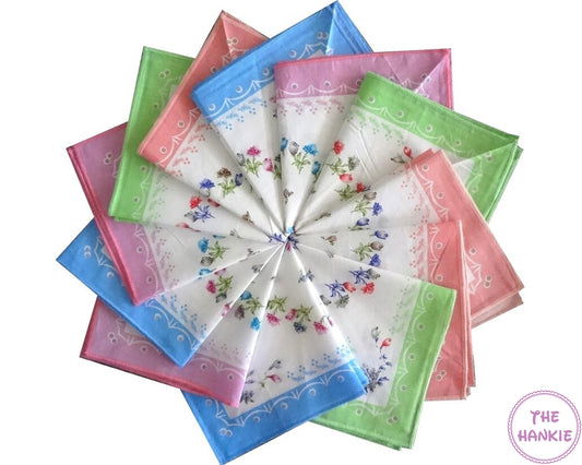 Square Floral Colorful Handkerchiefs - Pack Of 4