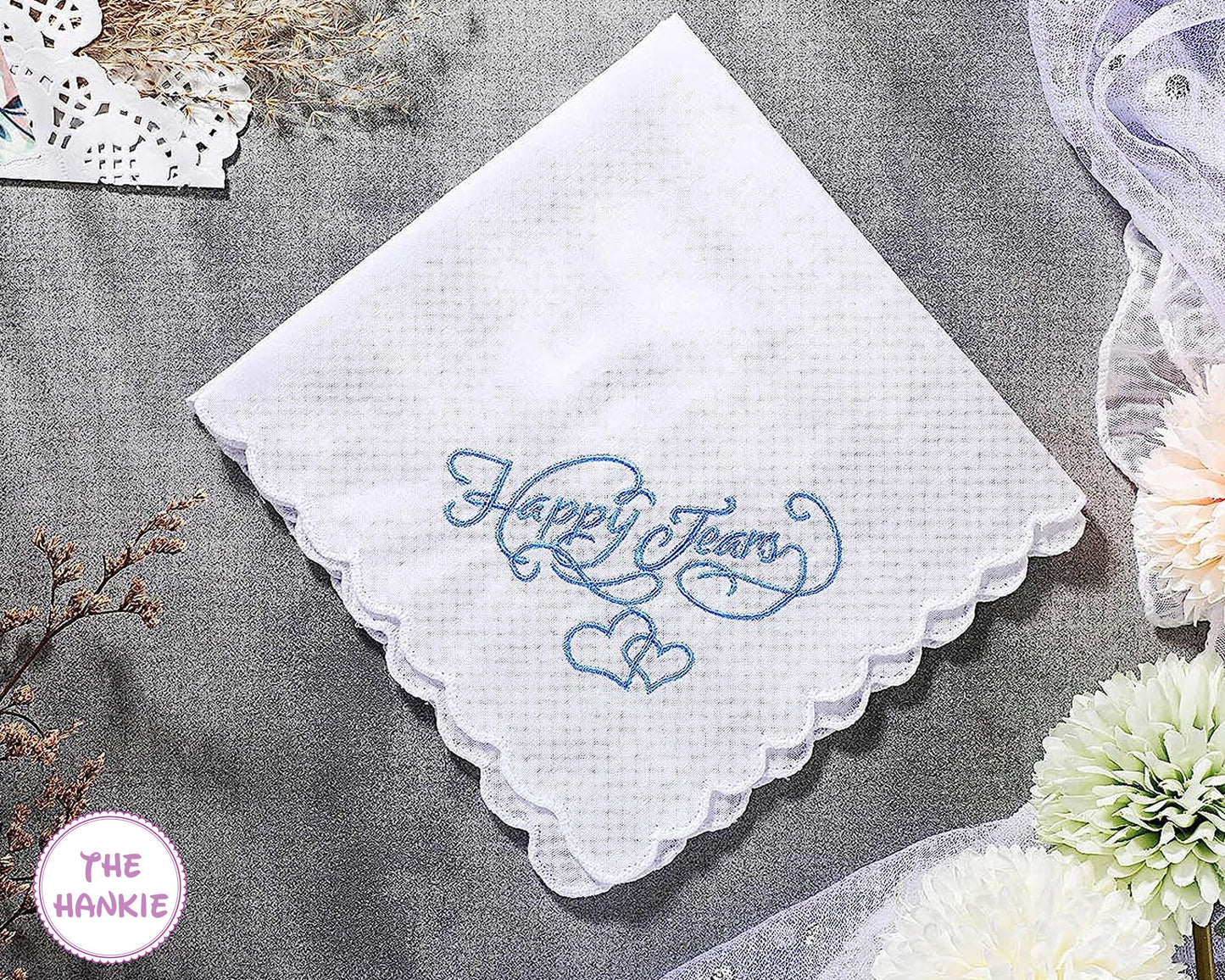 Happy Tears Wedding Hanky – Embroidered Gift for Your Special Day