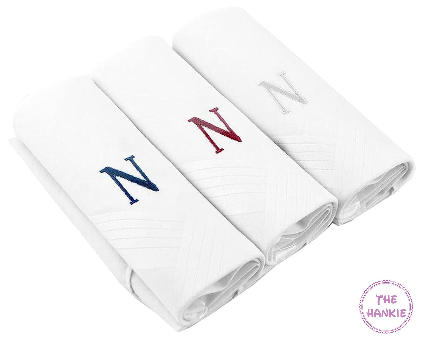 Mens Classic Embroidered Handkerchief - Set of 3