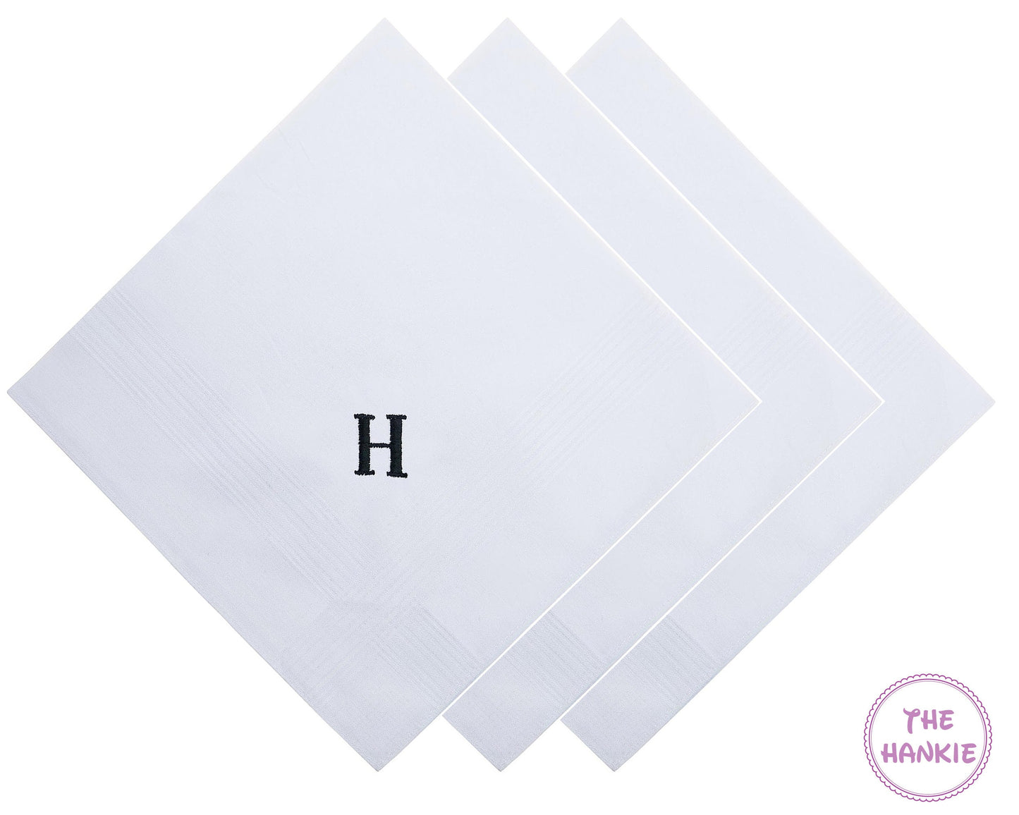 Mens Classic Embroidered Handkerchief - Set of 3