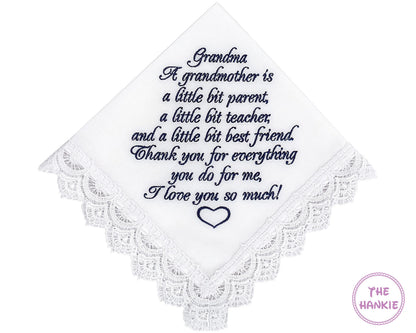 Grandmother of the Bride or Groom Handkerchief