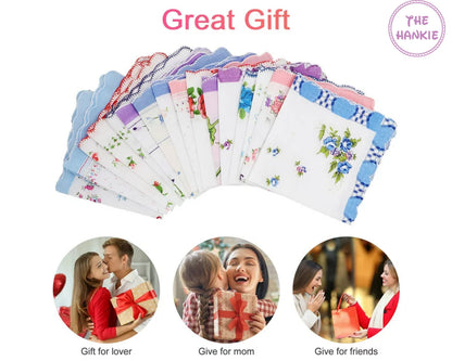 Bridal Floral Handkerchief - Set of 12