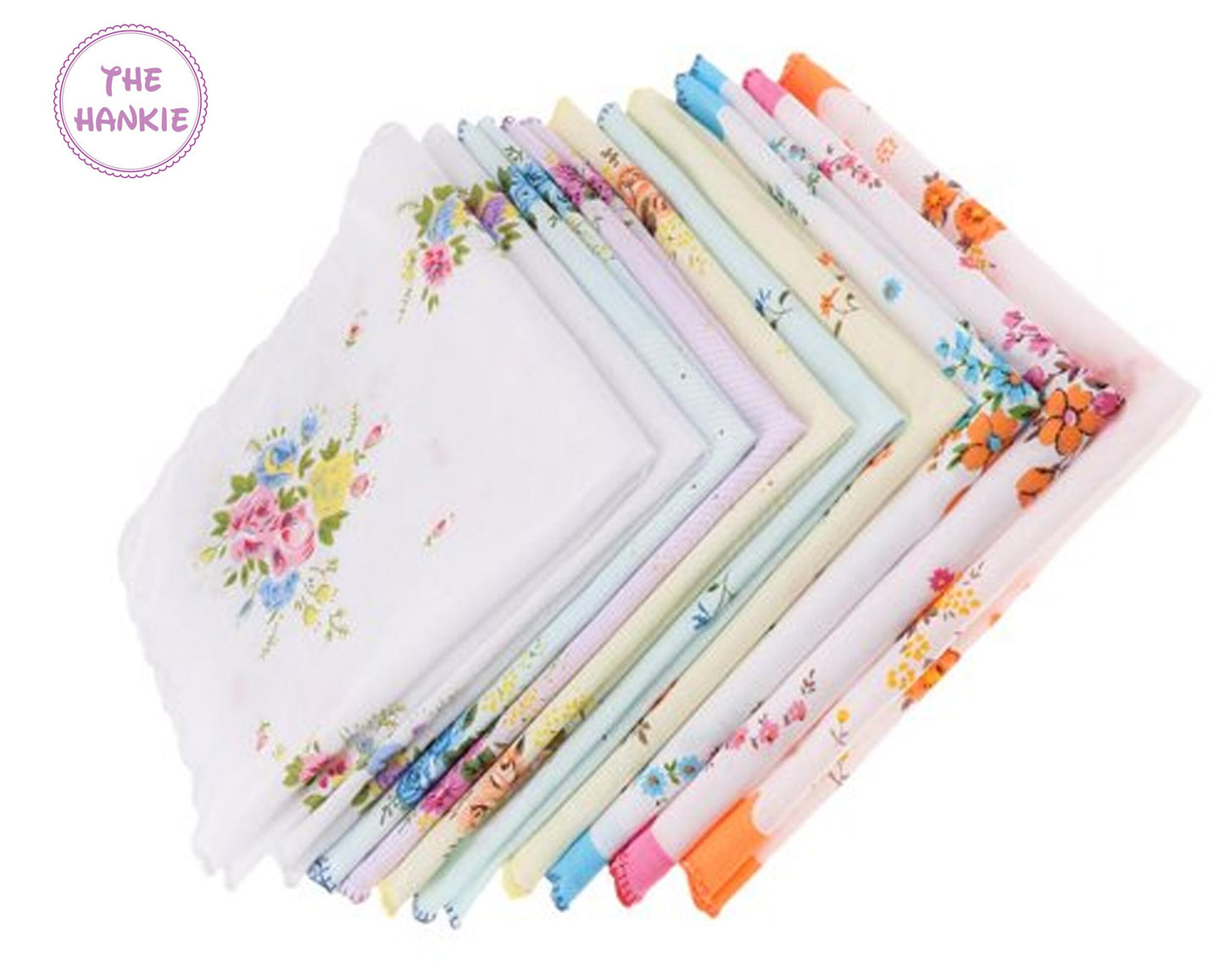 Soft Floral Handkerchief for Women & Kids - Set of 12