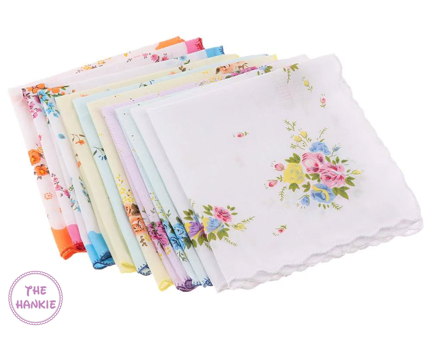 Soft Floral Handkerchief for Women & Kids - Set of 12