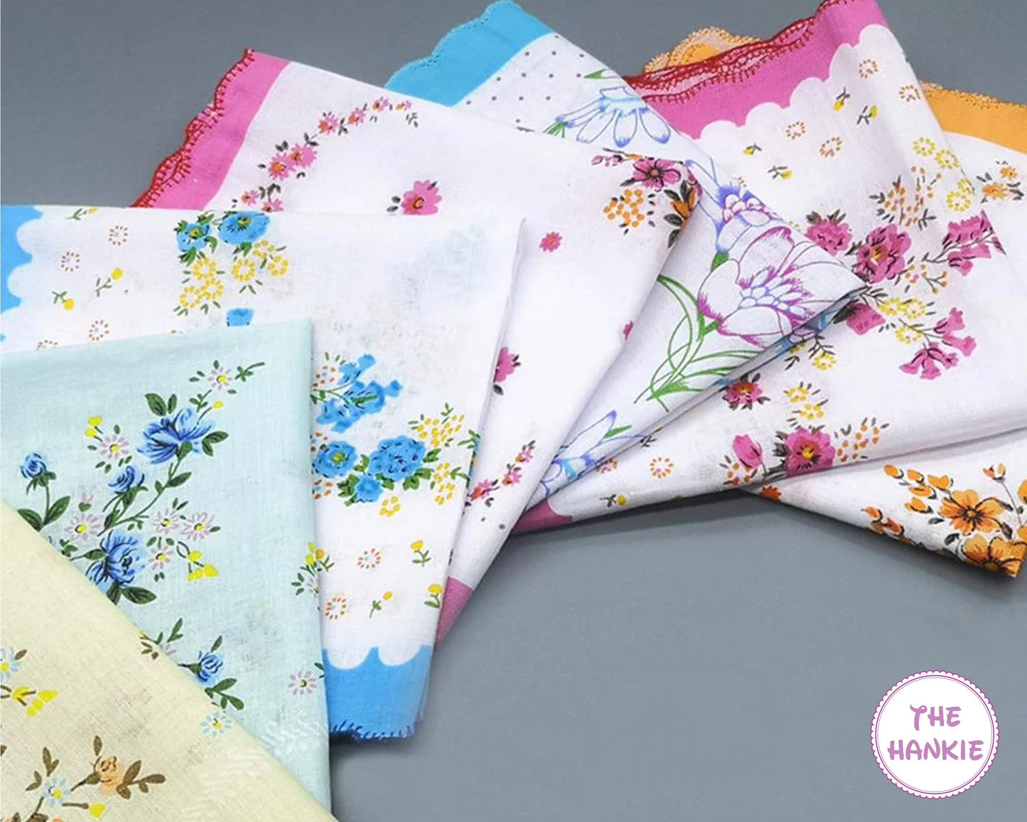 Soft Floral Handkerchief for Women & Kids - Set of 12