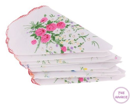 White Floral Bridal Hankie - Set Of 10