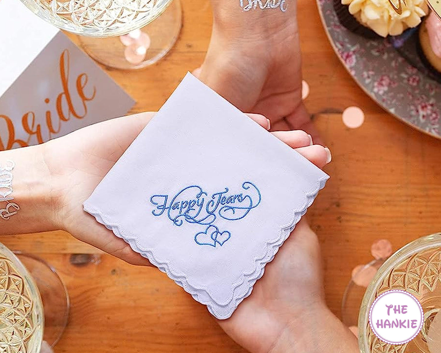 Happy Tears Wedding Hanky – Embroidered Gift for Your Special Day