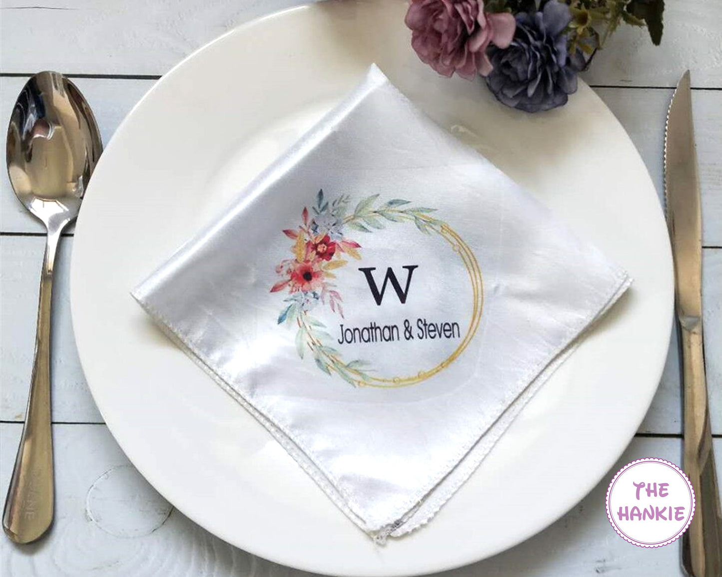 Beautiful Floral Satin Handkerchief