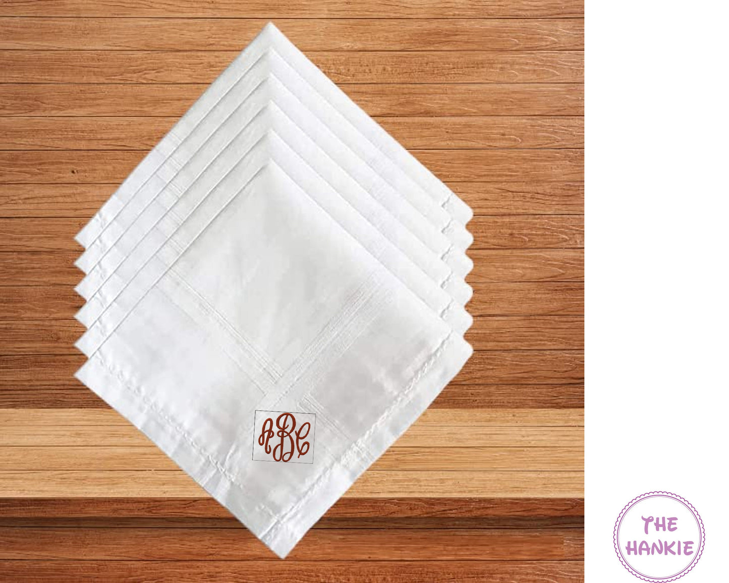 Embroidered Wedding Handkerchief Set of 6