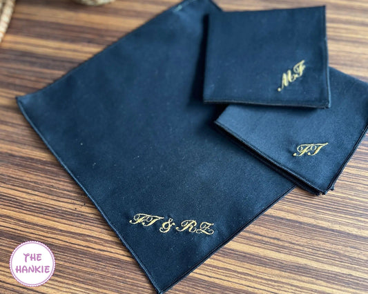 Black Personalised Handkerchief